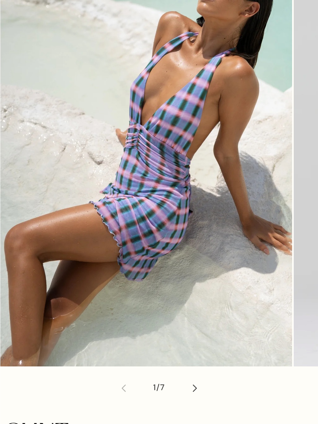 Resa Pink And Blue Plaid Halter Mini Dress
